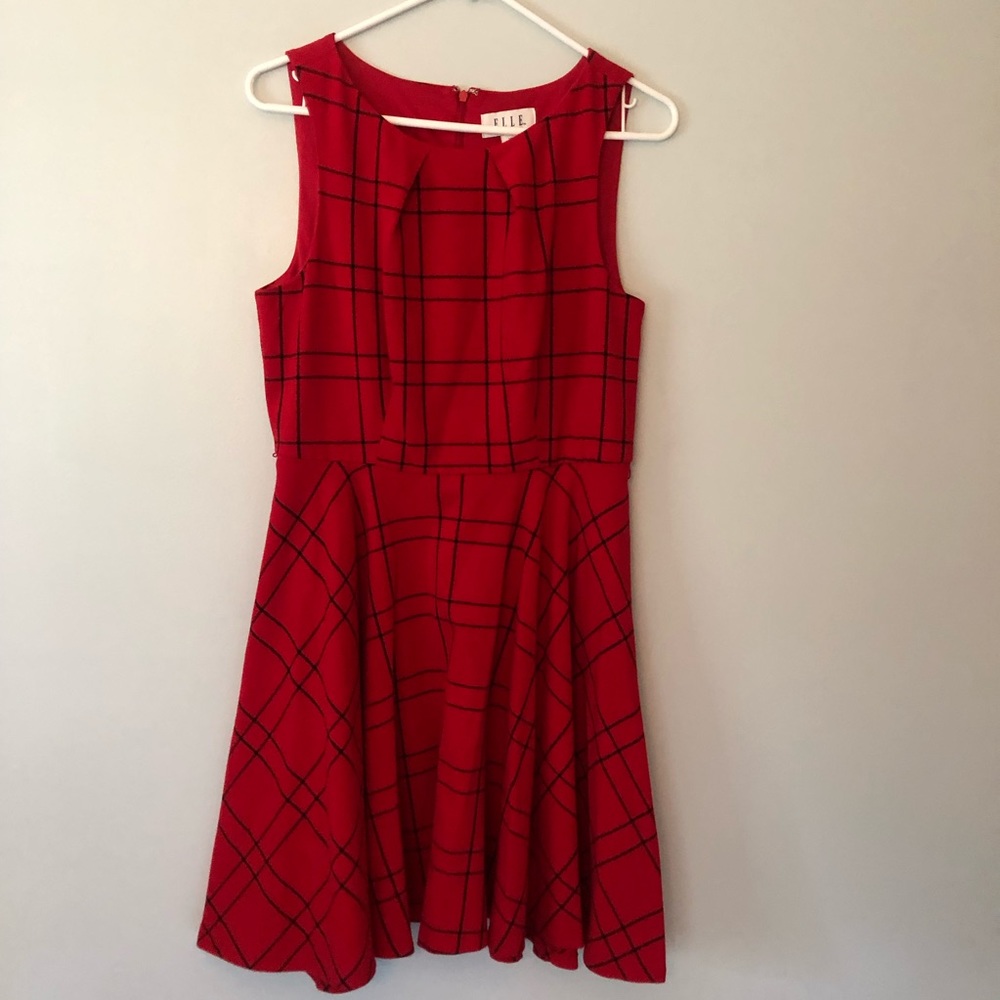 Elle Red Plaid A-Line Dress